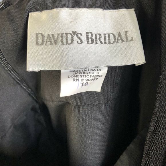 David's Bridal Black Tulle Midi Dress Empire Waist Whimsigoth Dark Fairy Size 10 - Picture 3 of 11